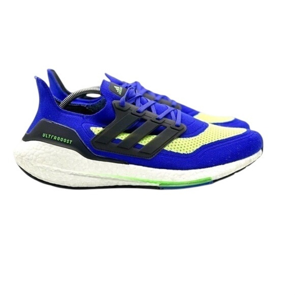 Adidas Ultraboost 21 Royal Blue Solar Yellow Mens Running Shoes S23873 Size 11.5